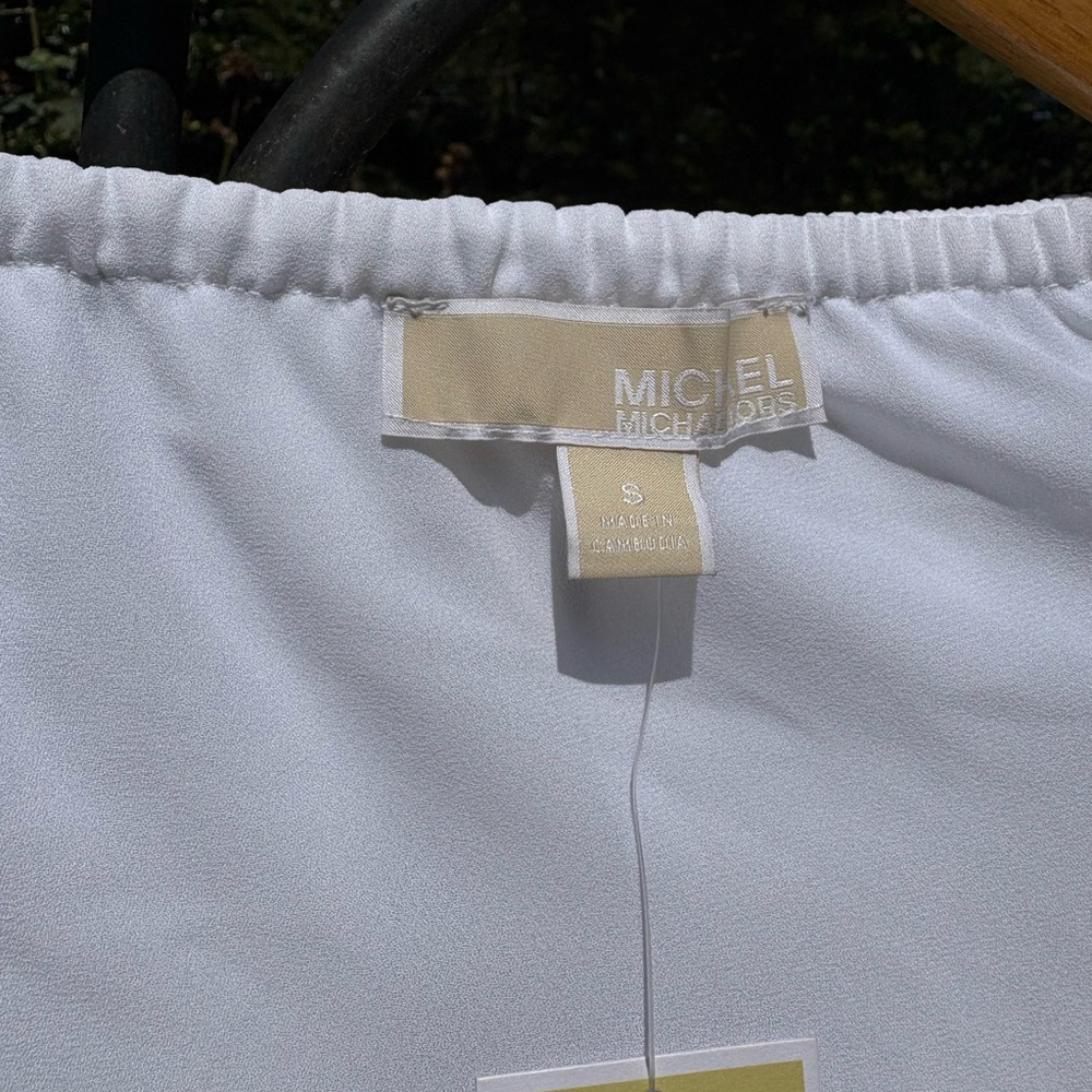 Nwt Michael kors White Ruffled scoop neck Women's Top size small - Picture 3 of 6